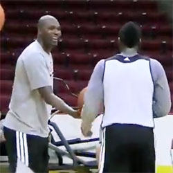 Hakeem Olajuwon and James Harden workout