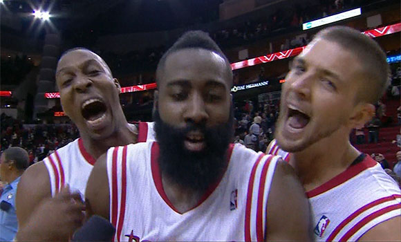 Dwight Howard, James Harden and Chandler Parsons