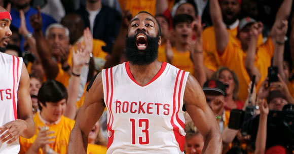 James Harden celebrates Game 5