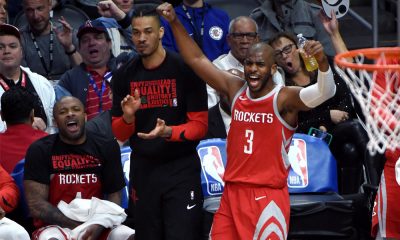 Houston Rockets bench celebrates